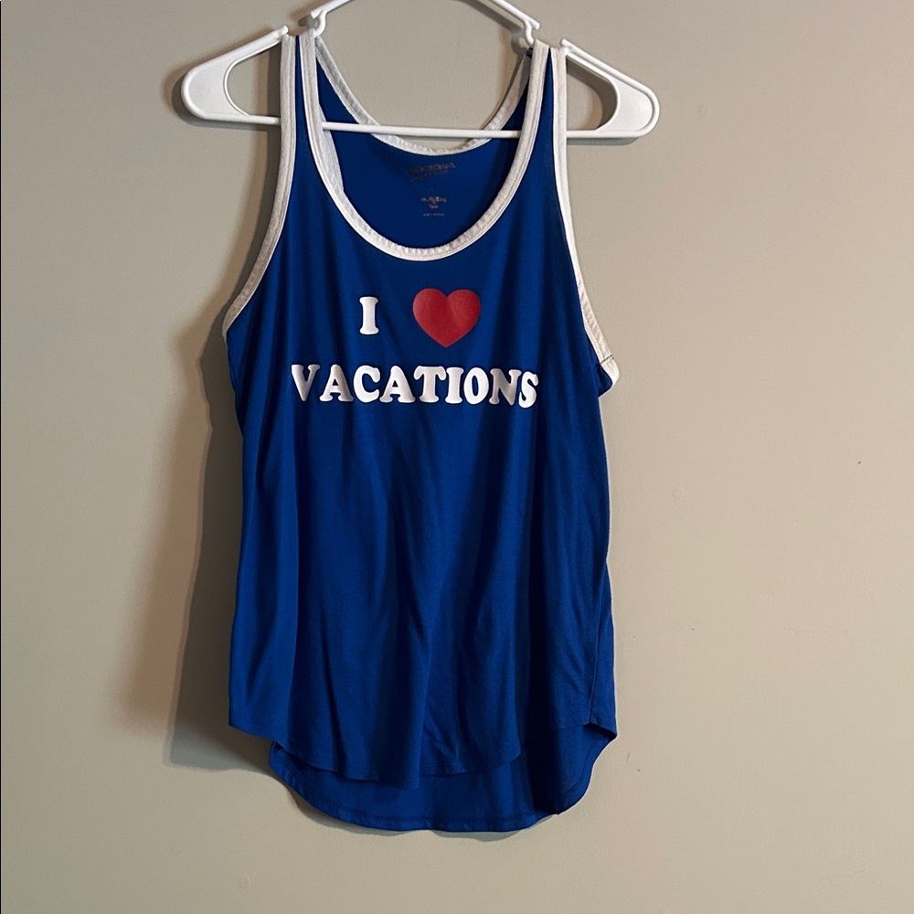 Arizona Jean Company Blue Tank Top with White Trim